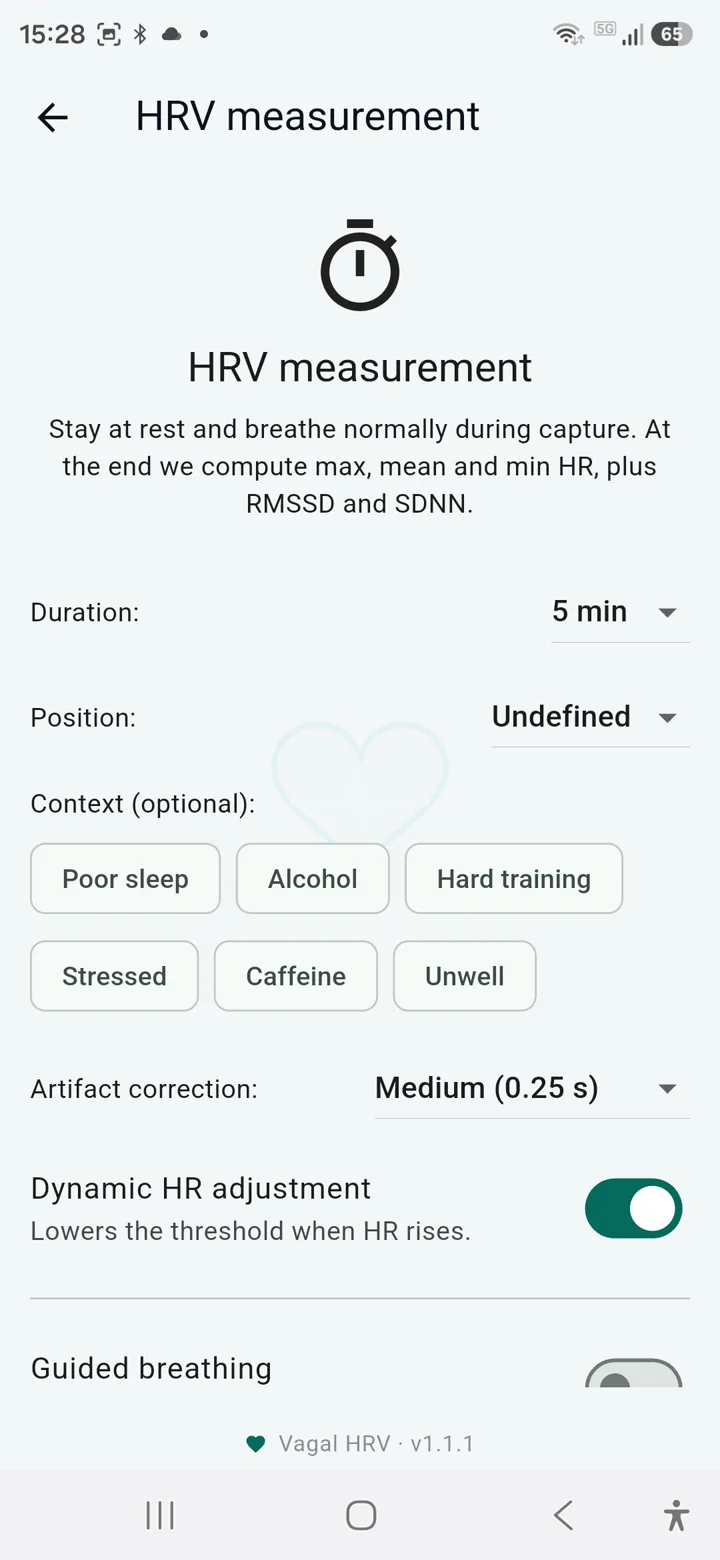 Measurement setup with duration, position and context tags